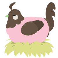 A rose and bark chicken with a head pattern