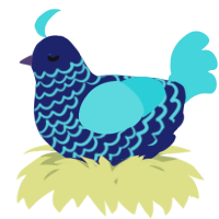 A navy and aqua chicken with a lace pattern