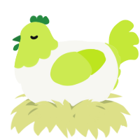 A white and lime chicken with a head pattern