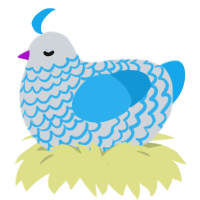 Frostbite, a mist and sky chicken with a lace pattern