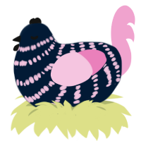 Licorice, a tumblr and pink chicken with a bar pattern
