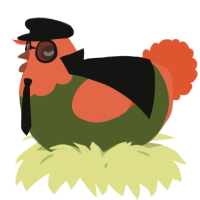 A olive and vermilion chicken with a head pattern