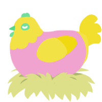Lemonade, a pink and yellow chicken with a head pattern