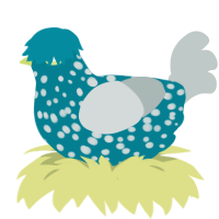 Carnal, a sea and silver chicken with a speckle pattern