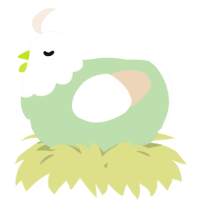 A gluppy and cream chicken with a head pattern