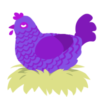 A blurple and violet chicken with a lace pattern