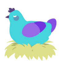 A aqua and blurple chicken