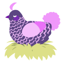 A overcast and lavender chicken with a lace pattern