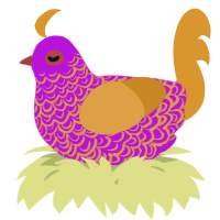 A amethyst and orange chicken with a double-lace pattern