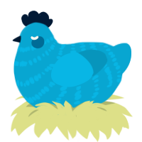 Miku, a cerulean chicken with a bar pattern