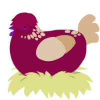 Diane, a maroon and beige chicken with a neck-speckle pattern