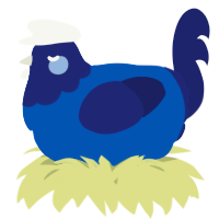 A ultramarine and navy chicken with a head pattern