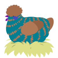A sea and brown chicken with a bar pattern