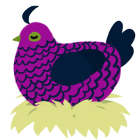 A plum and tumblr chicken with a lace pattern