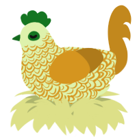 A apple and ochre chicken with a double-lace pattern