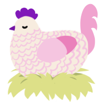 A cream and pink chicken with a lace pattern