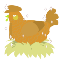 A orange and gold chicken with a lace pattern