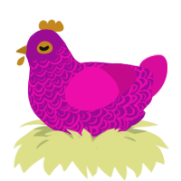 Barbie, a plum and fuchsia chicken with a double-lace pattern