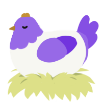 (unnamed), a white and blurple chicken with a head pattern