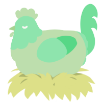 A gluppy and spring chicken with a head pattern