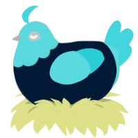 A tumblr and aqua chicken with a head pattern
