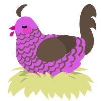 A orchid and bark chicken with a lace pattern