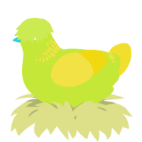 A lime and yellow chicken with a neck-band pattern