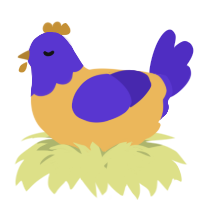 A honey and indigo chicken with a head pattern