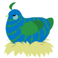 not webby, a sapphire and viridian chicken with a bar pattern