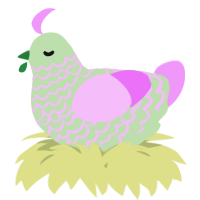 A gluppy and lavender chicken with a lace pattern