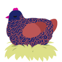 A navy and red chicken with a double-lace pattern