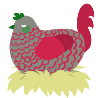 A ash and crimson chicken with a lace pattern
