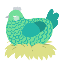 A spring and turquoise chicken with a lace pattern