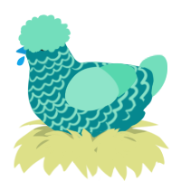 A teal and mint chicken with a lace pattern