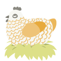 A white and honey chicken with a lace pattern