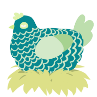 A teal and gluppy chicken with a lace pattern