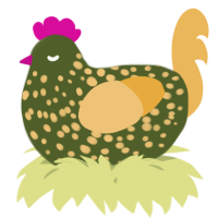 A olive and honey chicken with a speckle pattern
