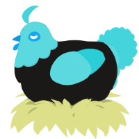 A sable and aqua chicken with a head pattern