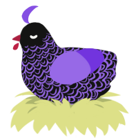 A black and blurple chicken with a double-lace pattern