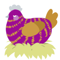 A plum and gold chicken with a bar pattern