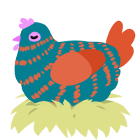 A sea and vermilion chicken with a bar pattern