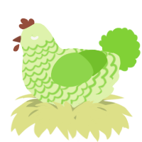 A apple and grass chicken with a lace pattern