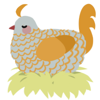 A silver and orange chicken with a lace pattern