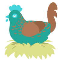 silt, a turquoise and brown chicken with a half-lace pattern