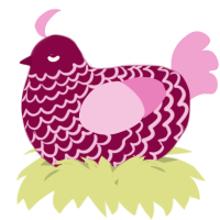 A maroon and pink chicken with a lace pattern
