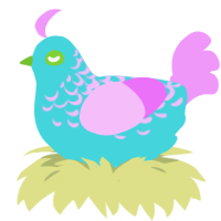 lotus, a aqua and lavender chicken with a half-lace pattern