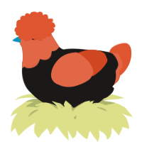 A sable and vermilion chicken with a head pattern