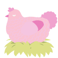 A rose and pink chicken with a lace pattern