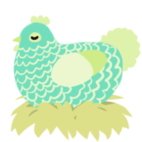 A mint and apple chicken with a lace pattern