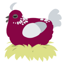 A maroon and mist chicken with a neck-speckle pattern